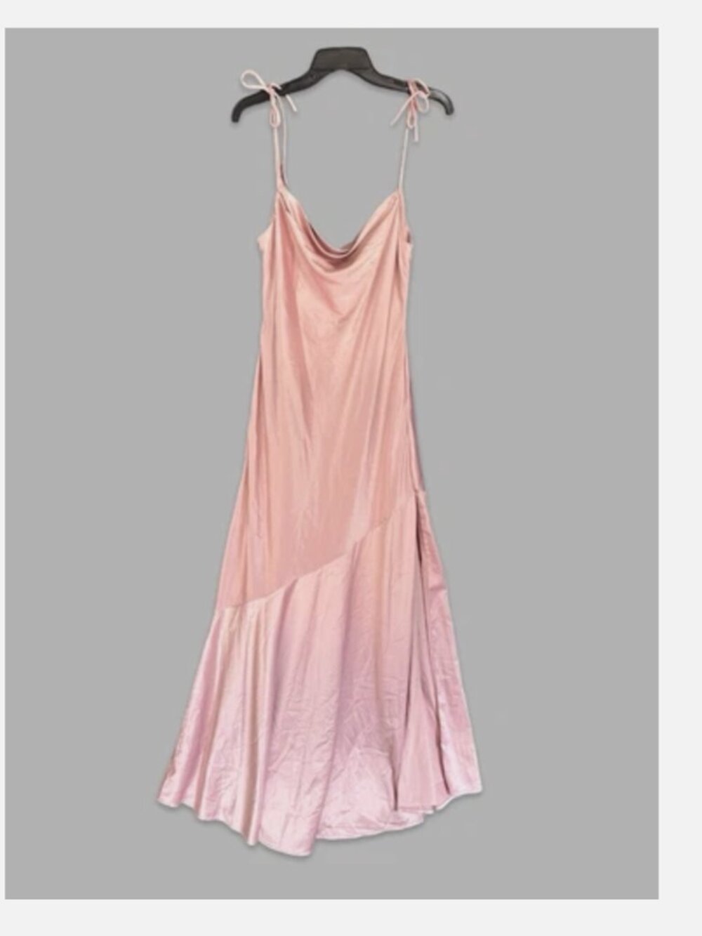 Privacy Please Blush Pink Satin Draped Neck Spaghetti Strap Maxi Dress Sz Medium